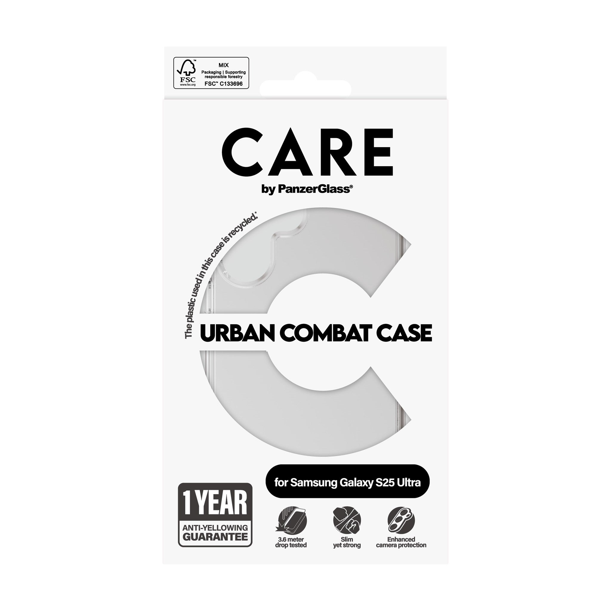 CARE by PanzerGlass® Flagship Case Transparent Urban Combat m. Klarer Rahmen Samsung Galaxy S25 Ultra